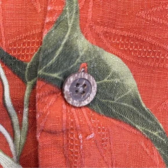 Tommy Bahama Hawaiian 100% Silk Shirt Burnt Orange & Floral Print Men’s Medium - Picture 5 of 11